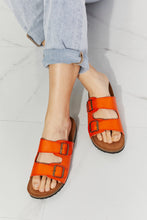 Load image into Gallery viewer, MMShoes Feeling Alive Double Banded Slide Sandals in Orange Ti Amo I love you
