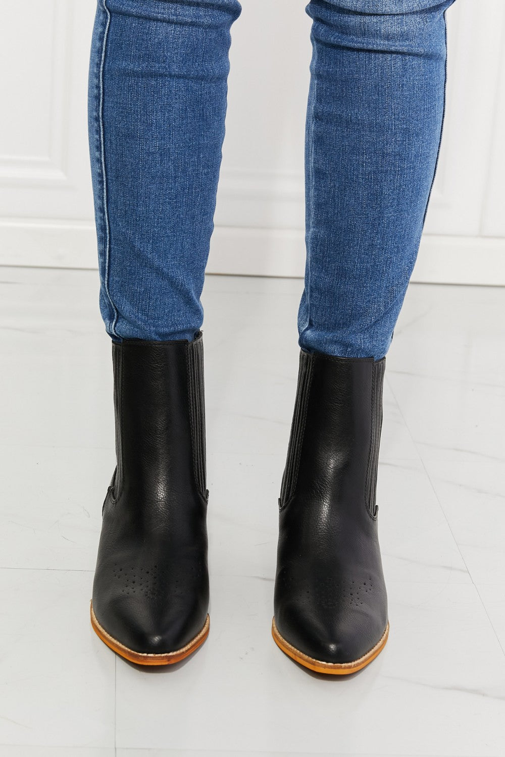 MMShoes Love the Journey Stacked Heel Chelsea Boot in Black Ti Amo I love you