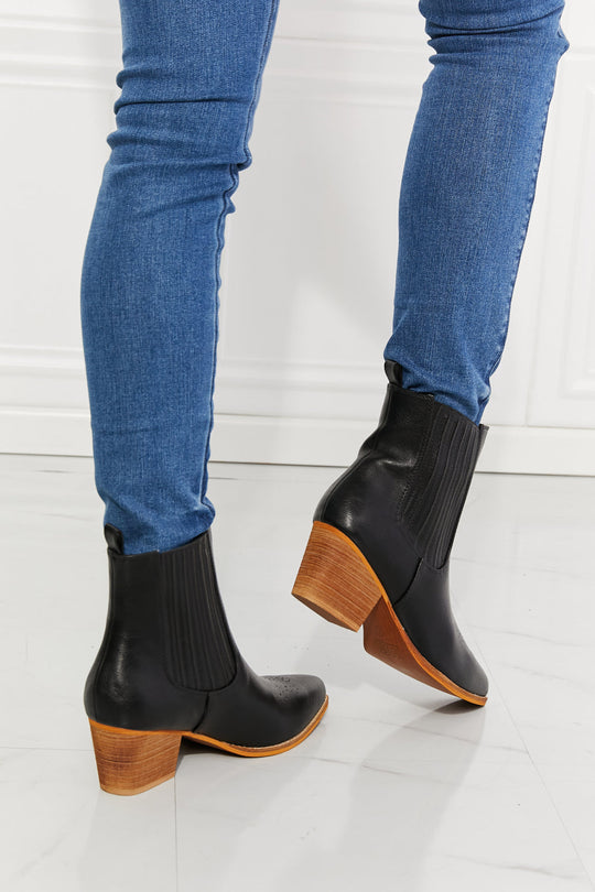 MMShoes Love the Journey Stacked Heel Chelsea Boot in Black Ti Amo I love you