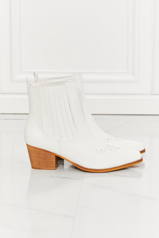 MMShoes Love the Journey Stacked Heel Chelsea Boot in White Ti Amo I love you