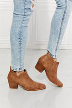 Load image into Gallery viewer, MMShoes Trust Yourself Embroidered Crossover Cowboy Bootie in Caramel Ti Amo I love you
