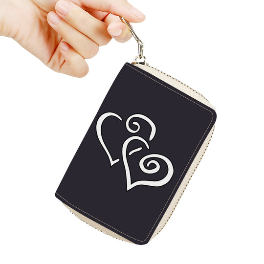 Ti Amo I love you - Exclusive Brand - Baltic Sea - Double White Heart - Zipper Card Holder