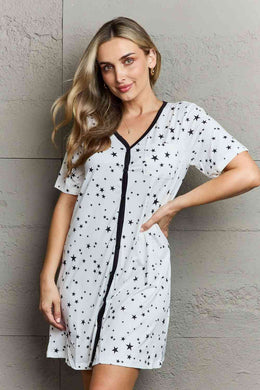 MOON NITE Quilted Quivers Button Down Sleepwear Dress Ti Amo I love you