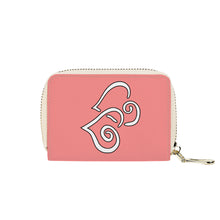 Load image into Gallery viewer, Ti Amo I love you - Exclusive Brand - Light Coral - Double White Heart - PU Leather - Zipper Card Holder
