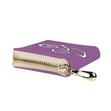 Load image into Gallery viewer, Ti Amo I love you - Exclusive Brand - Metallic Purple  - Double White Heart - PU Leather - Zipper Card Holder
