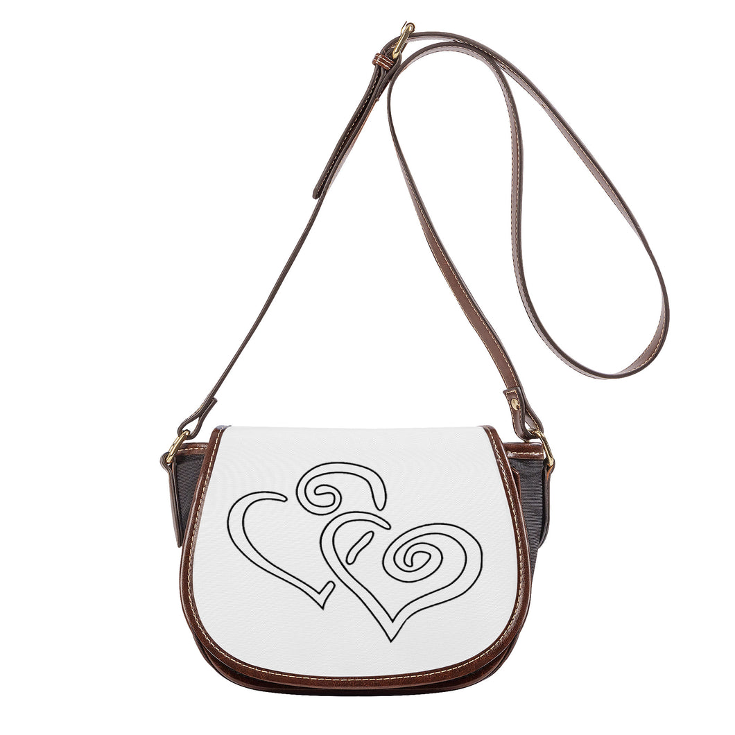 Ti Amo I love you - Exclusive Brand - White - Double White Heart - Saddle Bag