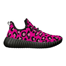 Load image into Gallery viewer, Ti Amo I love you - Exclusive Brand - Hollywood Cerise Leopard - Womens Mesh Knit Sneakers - Black Soles
