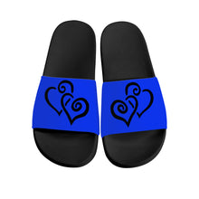 Load image into Gallery viewer, Ti Amo I love you - Exclusive Brand -  Blue Blue Eyes - Double Black Heart -  Slide Sandals - Black Soles
