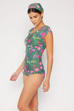 Load image into Gallery viewer, Marina West Swim Bring Me Flowers V-Neck One Piece Swimsuit In Sage - Sizes S-2XL Ti Amo I love you
