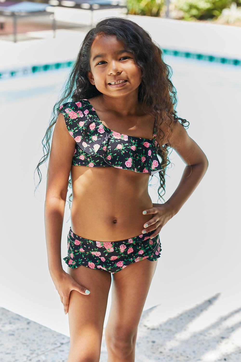 Marina West Swim Clear Waters Two-Piece Swim Set in Black Roses - Sizes 18mths-Kids10-11 Ti Amo I love you