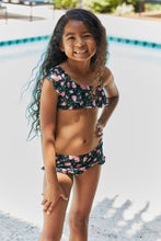 Load image into Gallery viewer, Marina West Swim Clear Waters Two-Piece Swim Set in Black Roses - Sizes 18mths-Kids10-11 Ti Amo I love you
