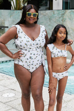 Load image into Gallery viewer, Marina West Swim Float On Ruffle Faux Wrap One-Piece in Daisy Cream Ti Amo I love you
