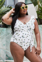 Load image into Gallery viewer, Marina West Swim Float On Ruffle Faux Wrap One-Piece in Daisy Cream Ti Amo I love you
