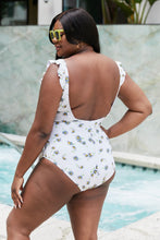 Load image into Gallery viewer, Marina West Swim Float On Ruffle Faux Wrap One-Piece in Daisy Cream Ti Amo I love you
