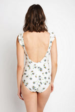 Load image into Gallery viewer, Marina West Swim Float On Ruffle Faux Wrap One-Piece in Daisy Cream Ti Amo I love you
