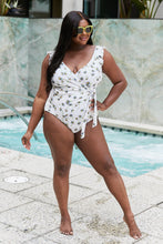 Load image into Gallery viewer, Marina West Swim Float On Ruffle Faux Wrap One-Piece in Daisy Cream Ti Amo I love you
