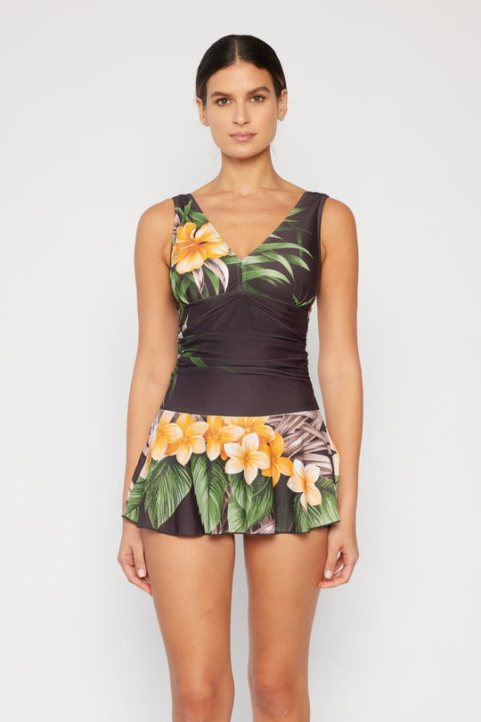 Marina West Swim Full Size Clear Waters Swim Dress in Aloha Brown - Sizes S-3XL Ti Amo I love you