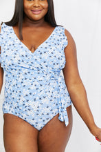 Load image into Gallery viewer, Marina West Swim Full Size Float On Ruffle Faux Wrap One-Piece in Blossom Blue - Sizes S-3XL Ti Amo I love you
