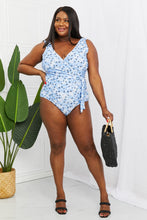 Load image into Gallery viewer, Marina West Swim Full Size Float On Ruffle Faux Wrap One-Piece in Blossom Blue - Sizes S-3XL Ti Amo I love you
