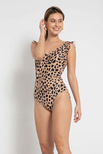 Load image into Gallery viewer, Marina West Swim Full Size Float On Ruffle Faux Wrap One-Piece in Leopard - Sizes S-3XL Ti Amo I love you
