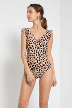 Load image into Gallery viewer, Marina West Swim Full Size Float On Ruffle Faux Wrap One-Piece in Leopard - Sizes S-3XL Ti Amo I love you
