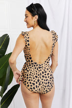 Load image into Gallery viewer, Marina West Swim Full Size Float On Ruffle Faux Wrap One-Piece in Leopard - Sizes S-3XL Ti Amo I love you
