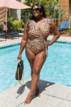 Load image into Gallery viewer, Marina West Swim Full Size Float On Ruffle Faux Wrap One-Piece in Leopard - Sizes S-3XL Ti Amo I love you
