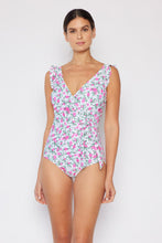 Load image into Gallery viewer, Marina West Swim Full Size Float On Ruffle Faux Wrap One-Piece in Roses Off-White - Sizes S-3XL Ti Amo I love you
