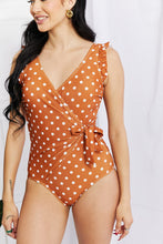 Load image into Gallery viewer, Marina West Swim Full Size Float On Ruffle Faux Wrap One-Piece in Terracotta - Sizes S-3XL Ti Amo I love you
