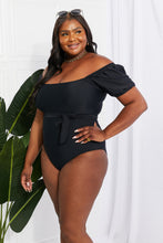 Load image into Gallery viewer, Marina West Swim Salty Air Puff Sleeve One-Piece in Black - Sizes S-2XL Ti Amo I love you
