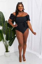 Load image into Gallery viewer, Marina West Swim Salty Air Puff Sleeve One-Piece in Black - Sizes S-2XL Ti Amo I love you
