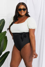 Load image into Gallery viewer, Marina West Swim Salty Air Puff Sleeve One-Piece in Cream/Black - Sizes S-2XL Ti Amo I love you
