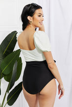 Load image into Gallery viewer, Marina West Swim Salty Air Puff Sleeve One-Piece in Cream/Black - Sizes S-2XL Ti Amo I love you
