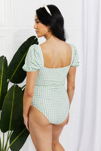 Load image into Gallery viewer, Marina West Swim Salty Air Puff Sleeve One-Piece in Sage - Only Sizes S-XL Left Ti Amo I love you
