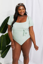 Load image into Gallery viewer, Marina West Swim Salty Air Puff Sleeve One-Piece in Sage - Only Sizes S-XL Left Ti Amo I love you
