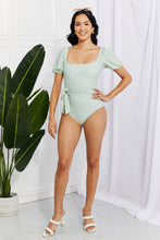 Load image into Gallery viewer, Marina West Swim Salty Air Puff Sleeve One-Piece in Sage - Only Sizes S-XL Left Ti Amo I love you
