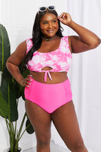 Load image into Gallery viewer, Marina West Swim Sanibel Crop Swim Top and Ruched Bottoms Set in Pink - Only Sizes S-2XL Left Ti Amo I love you
