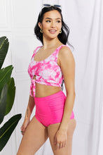 Load image into Gallery viewer, Marina West Swim Sanibel Crop Swim Top and Ruched Bottoms Set in Pink - Only Sizes S-2XL Left Ti Amo I love you
