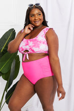 Load image into Gallery viewer, Marina West Swim Sanibel Crop Swim Top and Ruched Bottoms Set in Pink - Only Sizes S-2XL Left Ti Amo I love you
