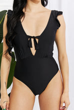 Load image into Gallery viewer, Marina West Swim Seashell Ruffle Sleeve One-Piece in Black - Sizes S-2XL Ti Amo I love you
