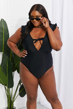 Load image into Gallery viewer, Marina West Swim Seashell Ruffle Sleeve One-Piece in Black - Sizes S-2XL Ti Amo I love you
