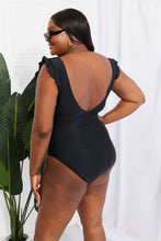 Load image into Gallery viewer, Marina West Swim Seashell Ruffle Sleeve One-Piece in Black - Sizes S-2XL Ti Amo I love you
