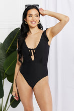 Load image into Gallery viewer, Marina West Swim Seashell Ruffle Sleeve One-Piece in Black - Sizes S-2XL Ti Amo I love you
