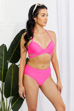 Load image into Gallery viewer, Marina West Swim Summer Splash Halter Bikini Set in Pink - Only Sizes S-2XL Left Ti Amo I love you
