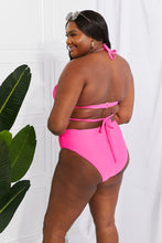 Load image into Gallery viewer, Marina West Swim Summer Splash Halter Bikini Set in Pink - Only Sizes S-2XL Left Ti Amo I love you
