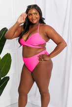 Load image into Gallery viewer, Marina West Swim Summer Splash Halter Bikini Set in Pink - Only Sizes S-2XL Left Ti Amo I love you
