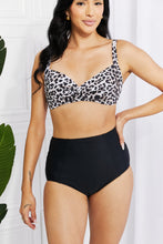 Load image into Gallery viewer, Marina West Swim Take A Dip Twist High-Rise Bikini in Leopard - Only Sizes S-2XL Left Ti Amo I love you
