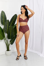 Load image into Gallery viewer, Marina West Swim Take A Dip Twist High-Rise Bikini in Ochre Ti Amo I love you
