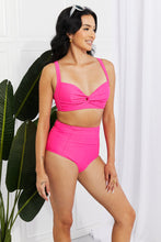 Load image into Gallery viewer, Marina West Swim Take A Dip Twist High-Rise Bikini in Pink - Sizes S-2XL Ti Amo I love you
