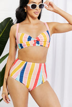 Load image into Gallery viewer, Marina West Swim Take A Dip Twist High-Rise Bikini in Stripe - Sizes S-2XL Ti Amo I love you
